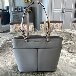 Michael Kors Bedford Medium Top Zip Pocket Tote Pearl Grey